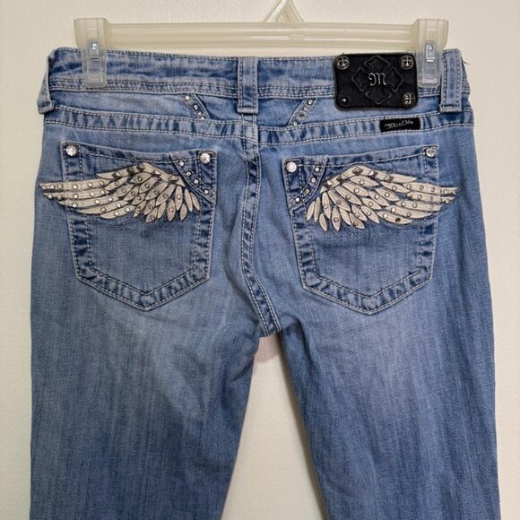 Miss Me Winged Backside Embellished Embroidered Easy Bootcut Size 29 Style E3313 - Picture 7 of 12